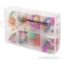 Fly Fishing Lures- 50 Brightly Colored Assorted Dry Insect Flies, Fishing Equipment for Catch and Release in Organizer Tool Box by Wakeman Outdoors   550088226